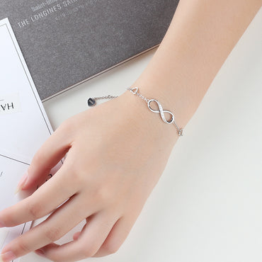 Infinite Love 925 Sterling Silver Armband För Kvinnor Justerbara Bröllop Armband & Armband Jubileumspresentjuvel