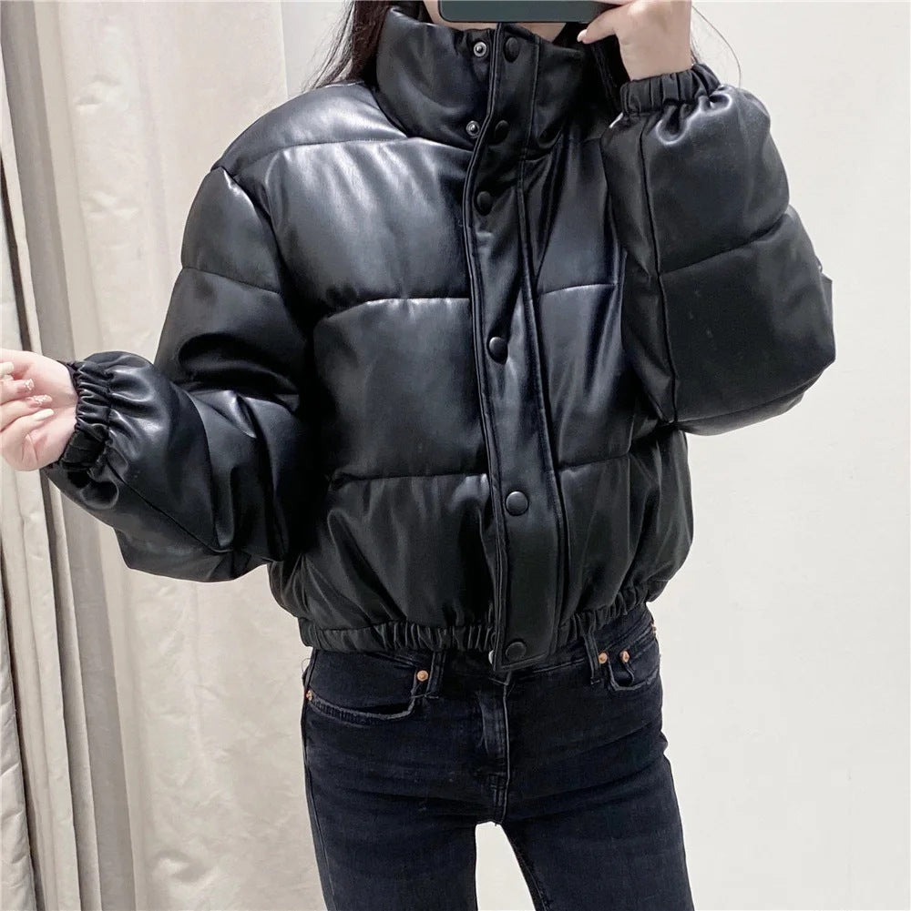 Veste en coton simili cuir