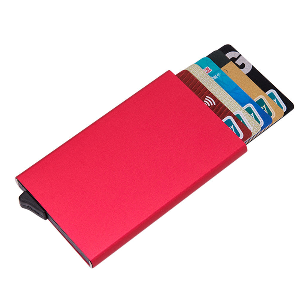 High-Class Aluminum Multi-Card Holder Solid Color Automatic Pop-up Anti-Theft Bank Card Box
