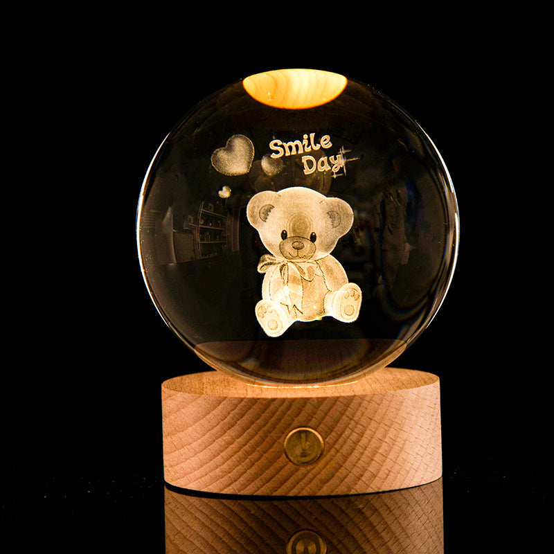 Lysande Galaxy Crystal Ball Dekoration 3D Laser Inre Carving