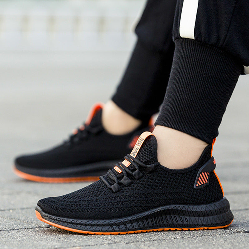 Herrskor flygande vävda sneakers casual skor