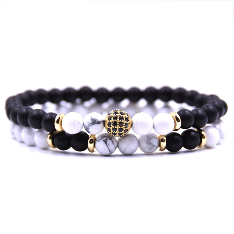 Natursten Armband Set Micro Zircon Armband