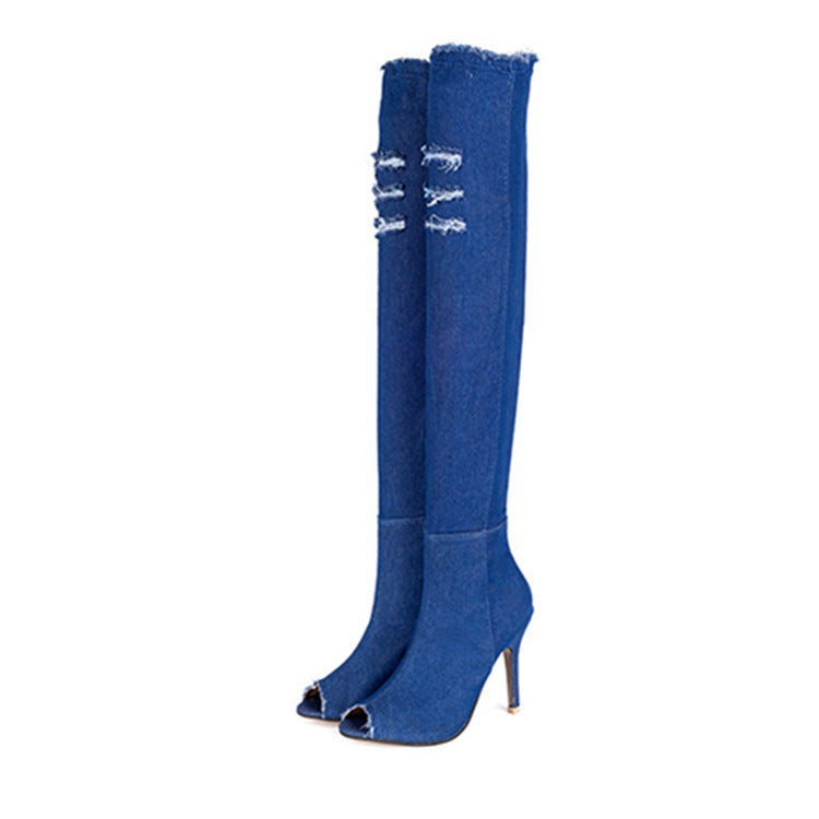 Fish Mouth Cow Knee Boots - Stylish Stretch Tube Boots