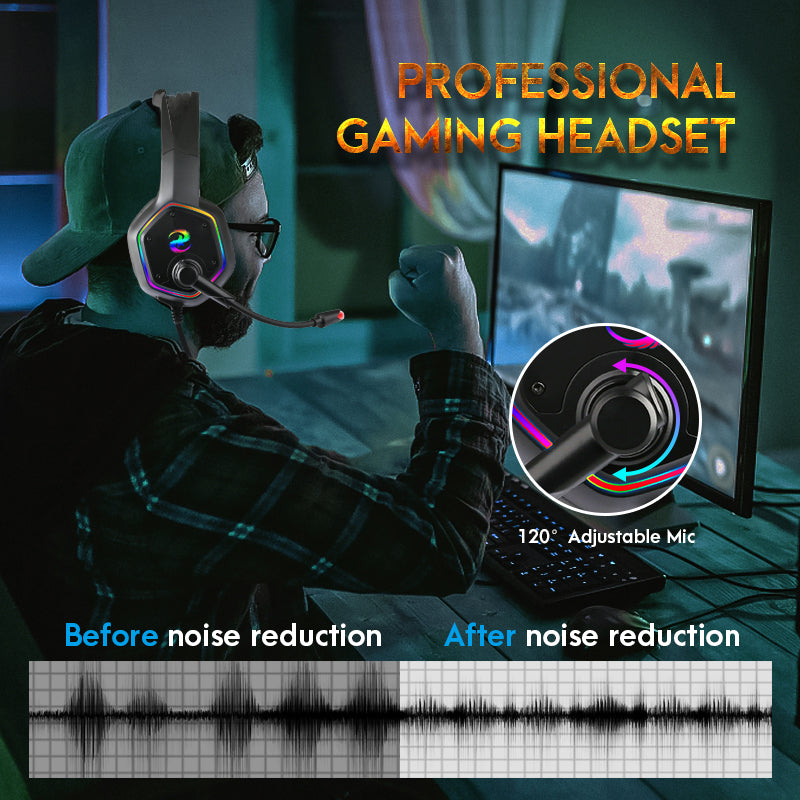 Gaming 3D-ljudeffekt GAMINGHEADSET Brusreducerande hörlurar
