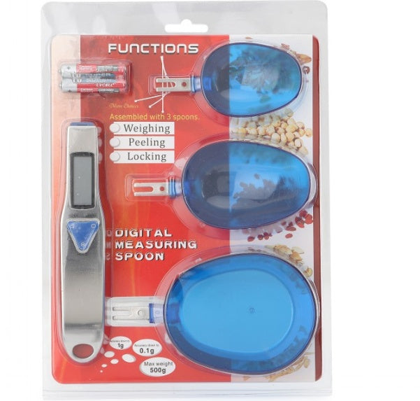 Digital Spoon Scale 500g/0.1g Electronic Measuring Kitchen Spoon with 3 Removable Weighing Spoons