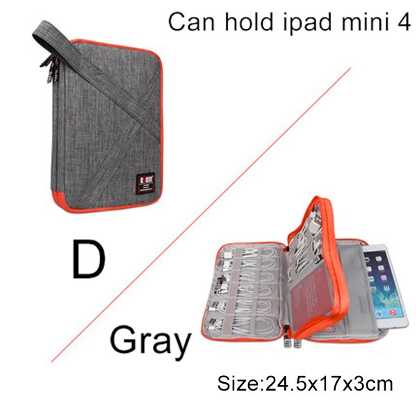 Kompatibel med Apple, BUBM Travel Universal Cable Organizer Elektroniktillbehör Fodral Gadgetväska för USB, telefon, laddare och kabel, Passar för ipad