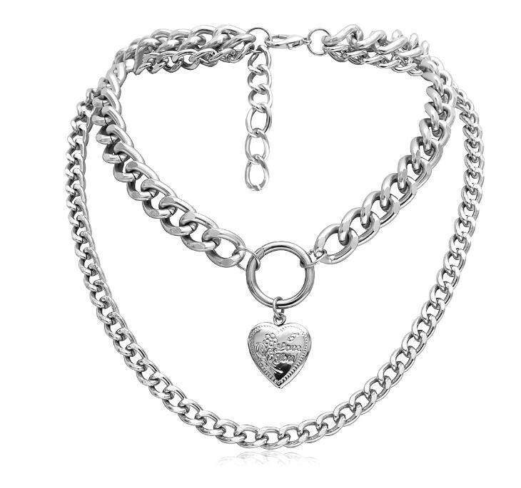 Collier ras du cou en forme de cœur en métal pour femmes