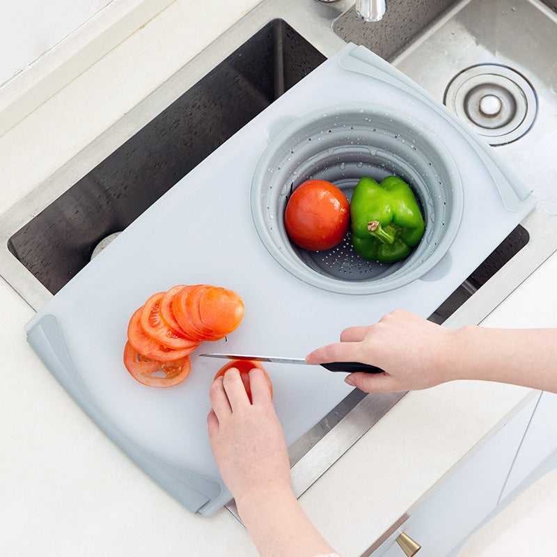 Innovative Multi-Functional 3 in 1 Cutting Board Removable Folding Drain Basket