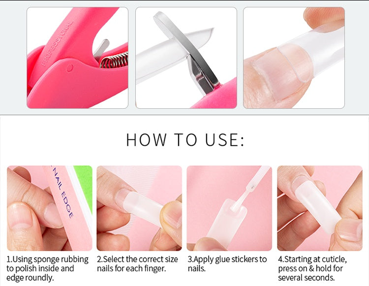 Professional French Nail Tips - 500 Pieces Acrylic Material | Classic French Manicure Collection