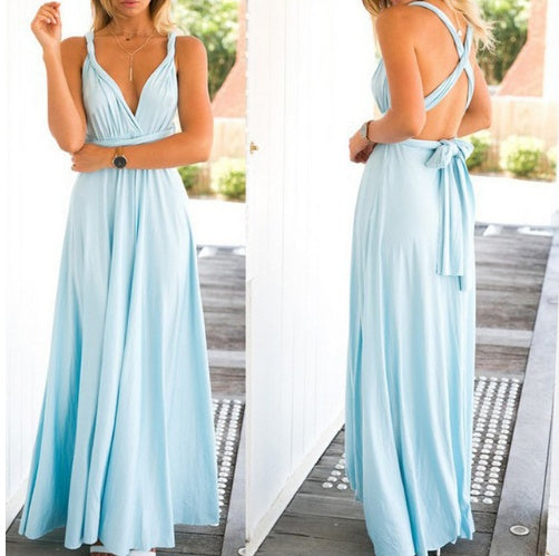 Robe Maxi Boho Convertible à Bandage pour Femmes