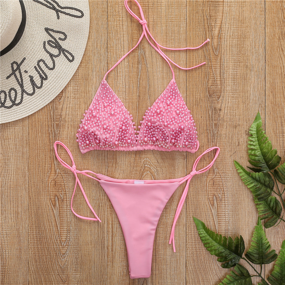 Professional Halter Mini Bikini Female Swimsuit Women Swimwear Two-Pieces - Polyester (Chest Pad Support, High-Quality Design, Perfect Figure Display)