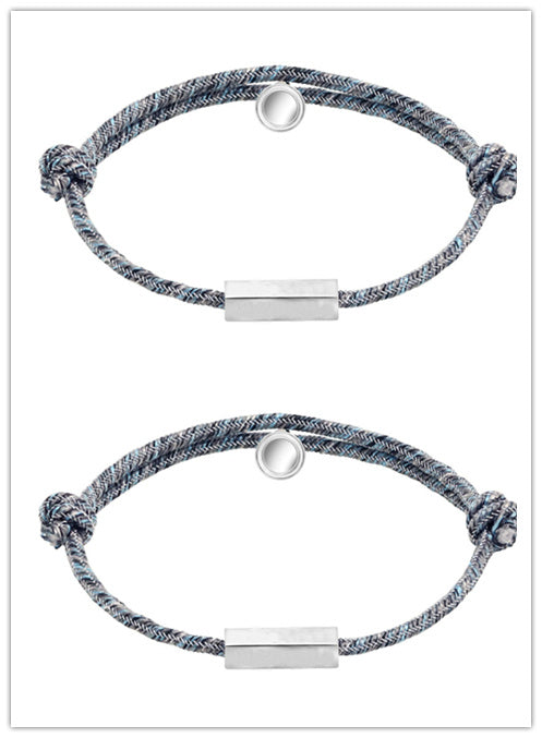 Custom Name Bracelet - Promise of Eternal Love - Magnet Attracting Each Other - Stainless Steel Pair