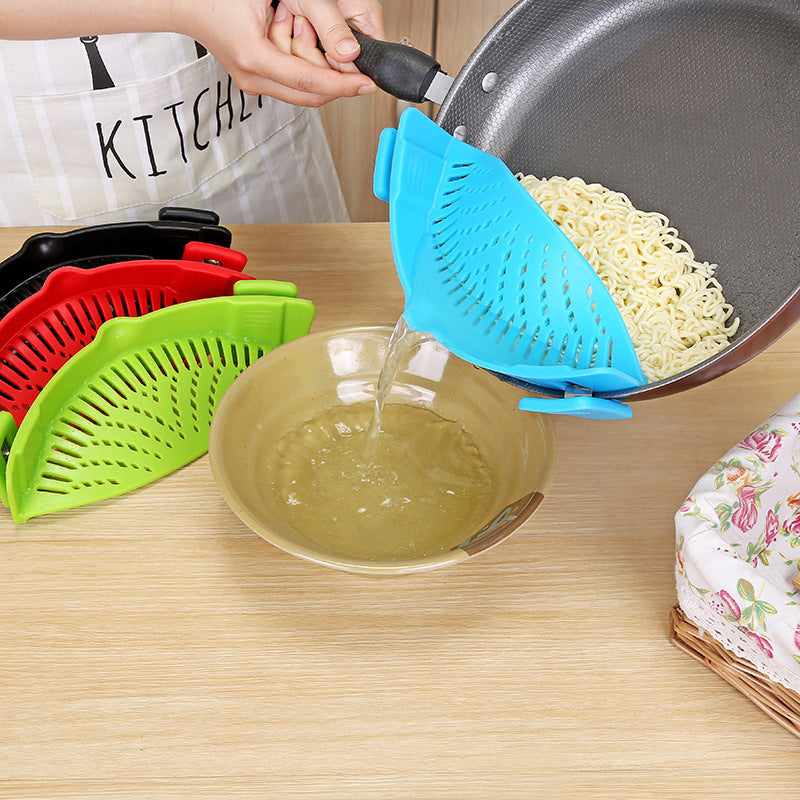 Silikon clip-on gryta skål tratt olja siivare Creative Rice Tvättning Colander för dränering vätska Passar alla gryta storlek.