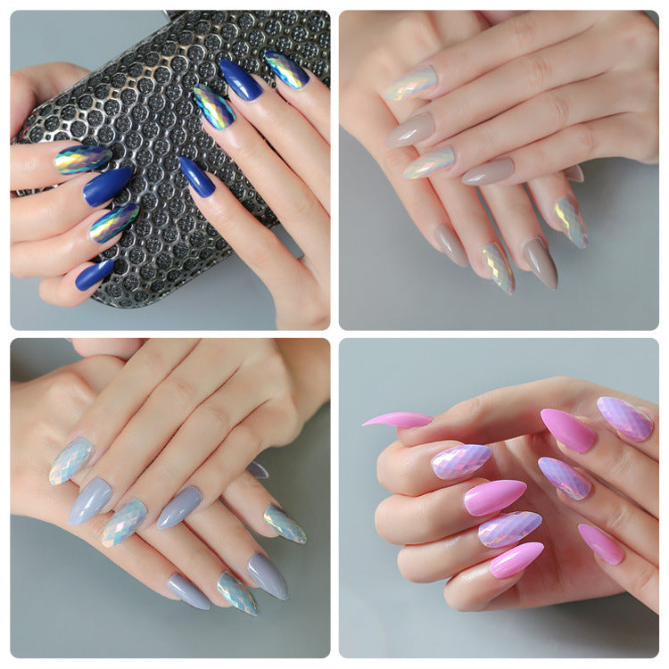 Square-Head Press-On Nails - VN15-0061-F14 | 24 Pieces + Nail Strip Set