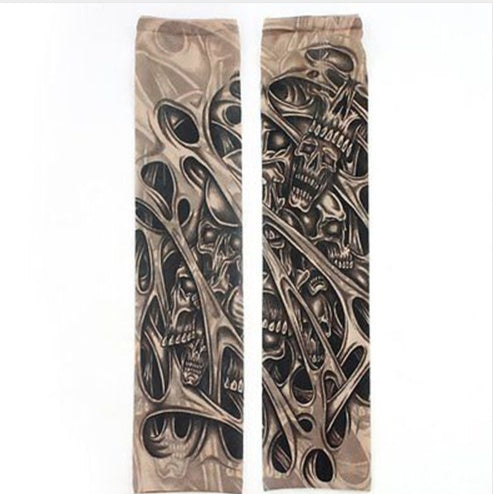 Huation New Fashion Tattoo Arm Warmer Unisex UV Protection Outdoor Temporary Fake Tattoo Arm Warmer Sleeve Mangas