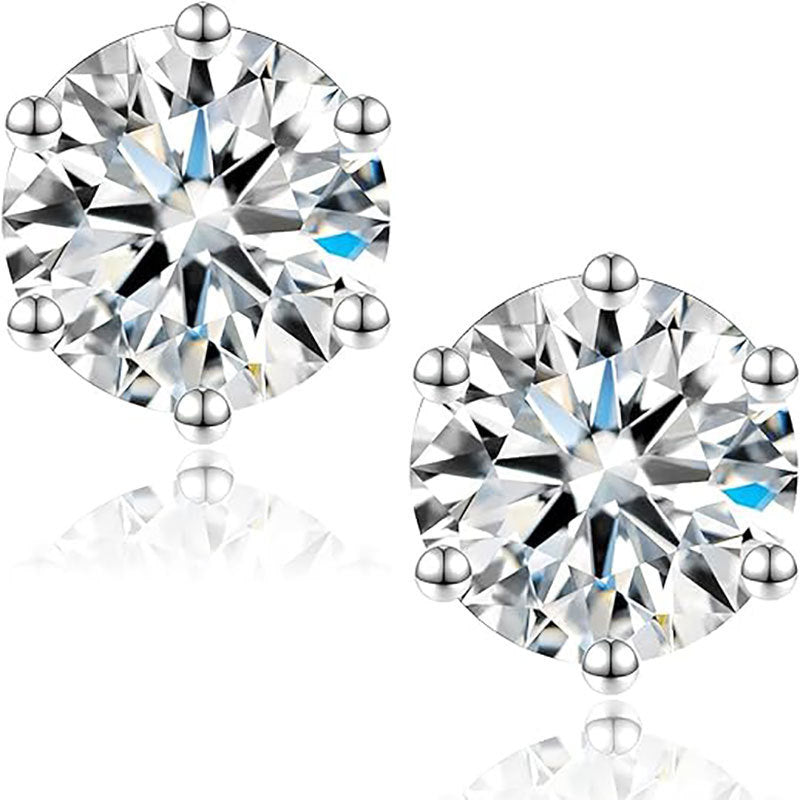 Örhängen med 1 karats strass, 925 sterlingsilver, för kvinnor