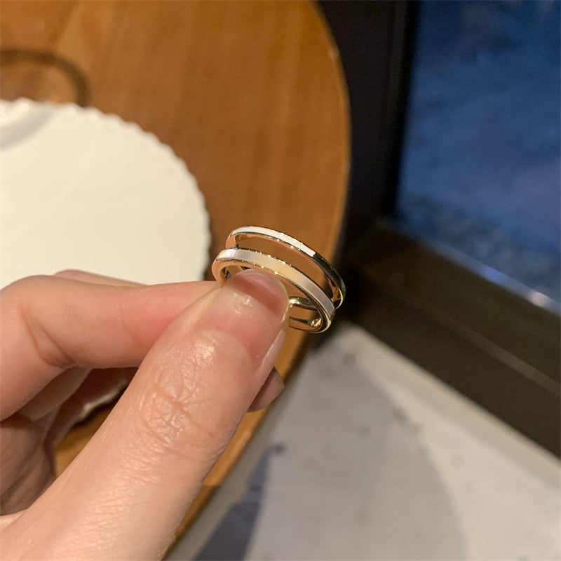C it all Geometric Double Plain Ring – Gold Korean Style