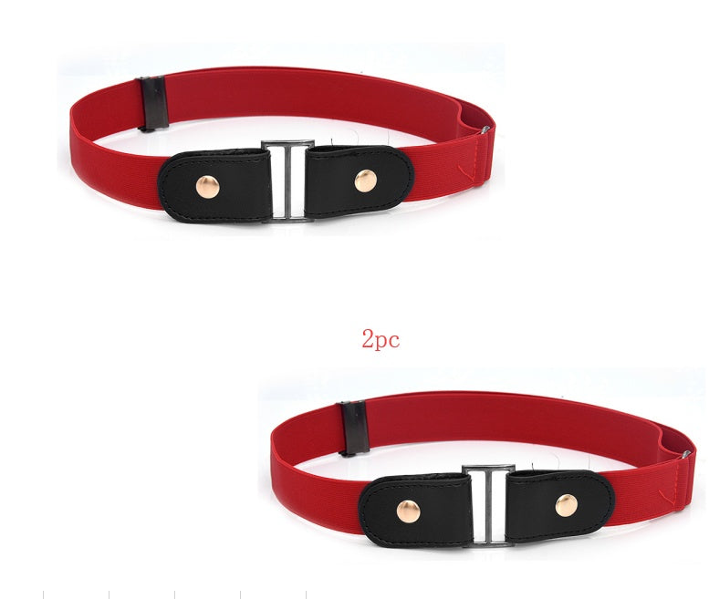 Men's Leather Slim Stretch Invisible Jeans Lazy Belt - Seamless Comfort