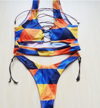 Ananas Bikini för stora bröst Kvinnor Snörning Badkläder Stringbikiniset två delar Baddräkt Baddräkt dam