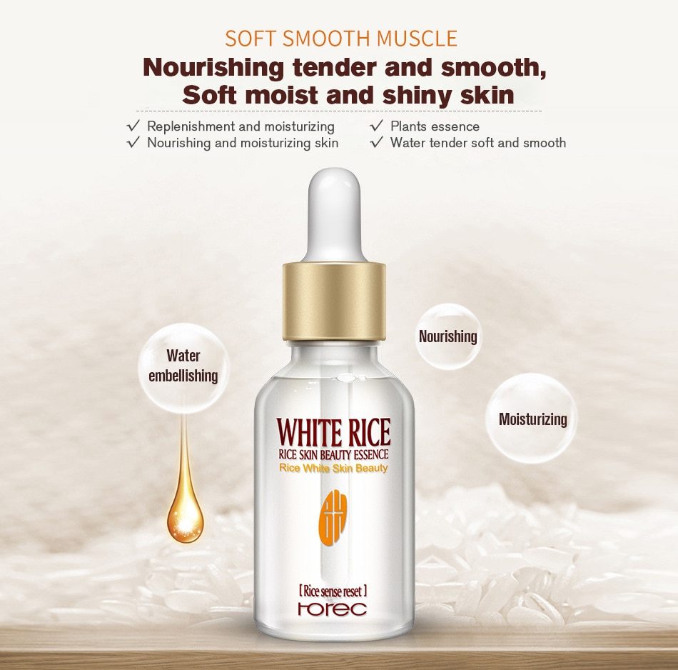 HOREC White Rice Whitening Serum Face Moisturizing Cream Anti Wrinkle Anti Aging Face Fine Lines Acne Treatment Hudvård 15ml