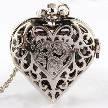 Pocket Watch Retro Style Hollow Heart Shaped - Nostalgic Modern Intricate Elegant Sophisticated Vintage Romantic