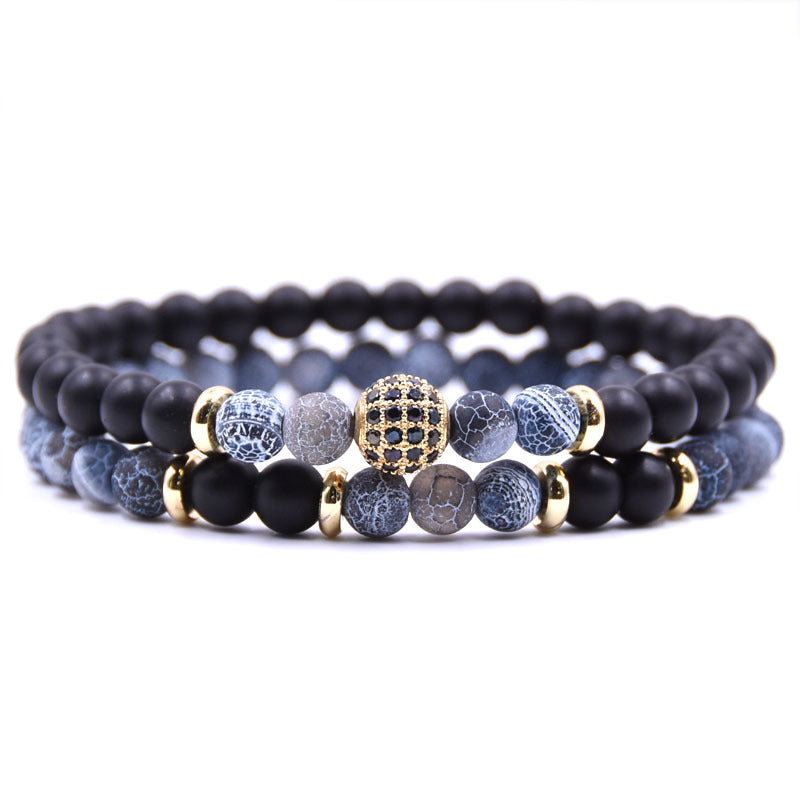 Natursten Armband Set Micro Zircon Armband