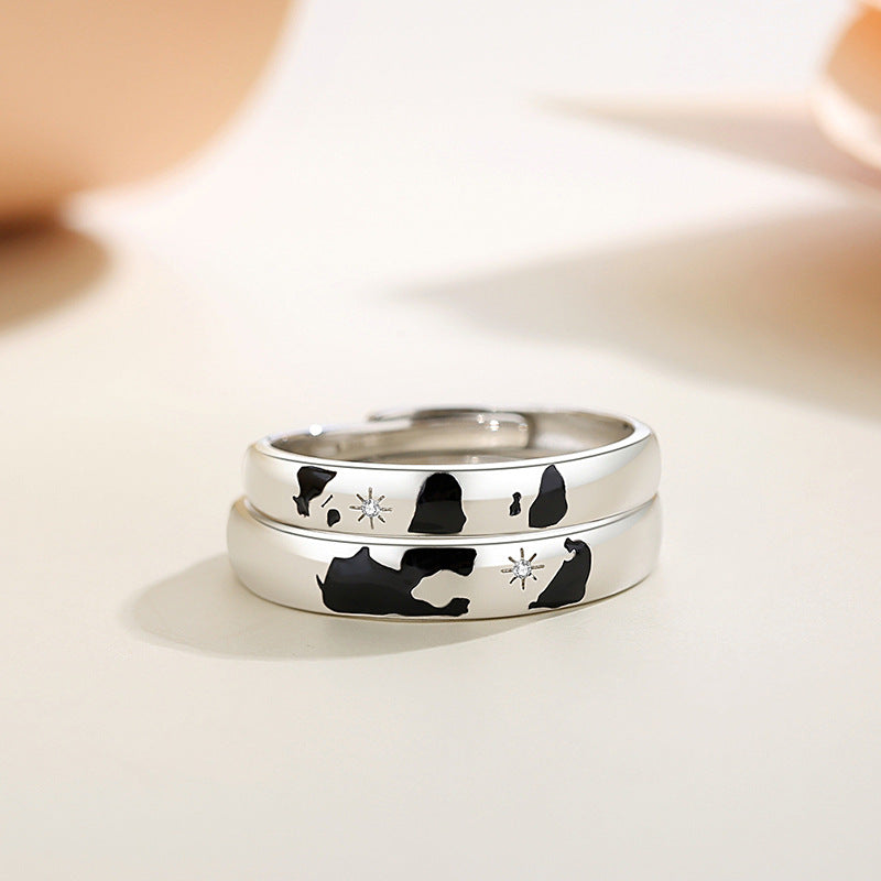 Par Ringar Sterling Silver män och kvinnor öppen mun
