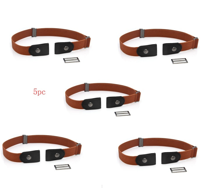 Men's Leather Slim Stretch Invisible Jeans Lazy Belt - Seamless Comfort