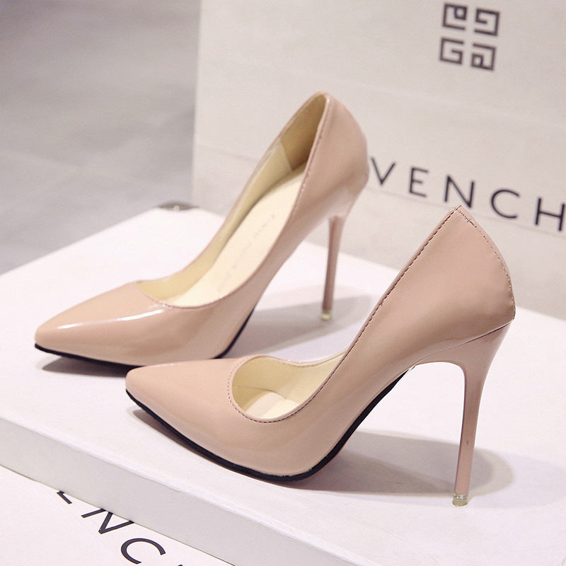 Women's Pointed Toe Ultra High Heel Nude Shoes