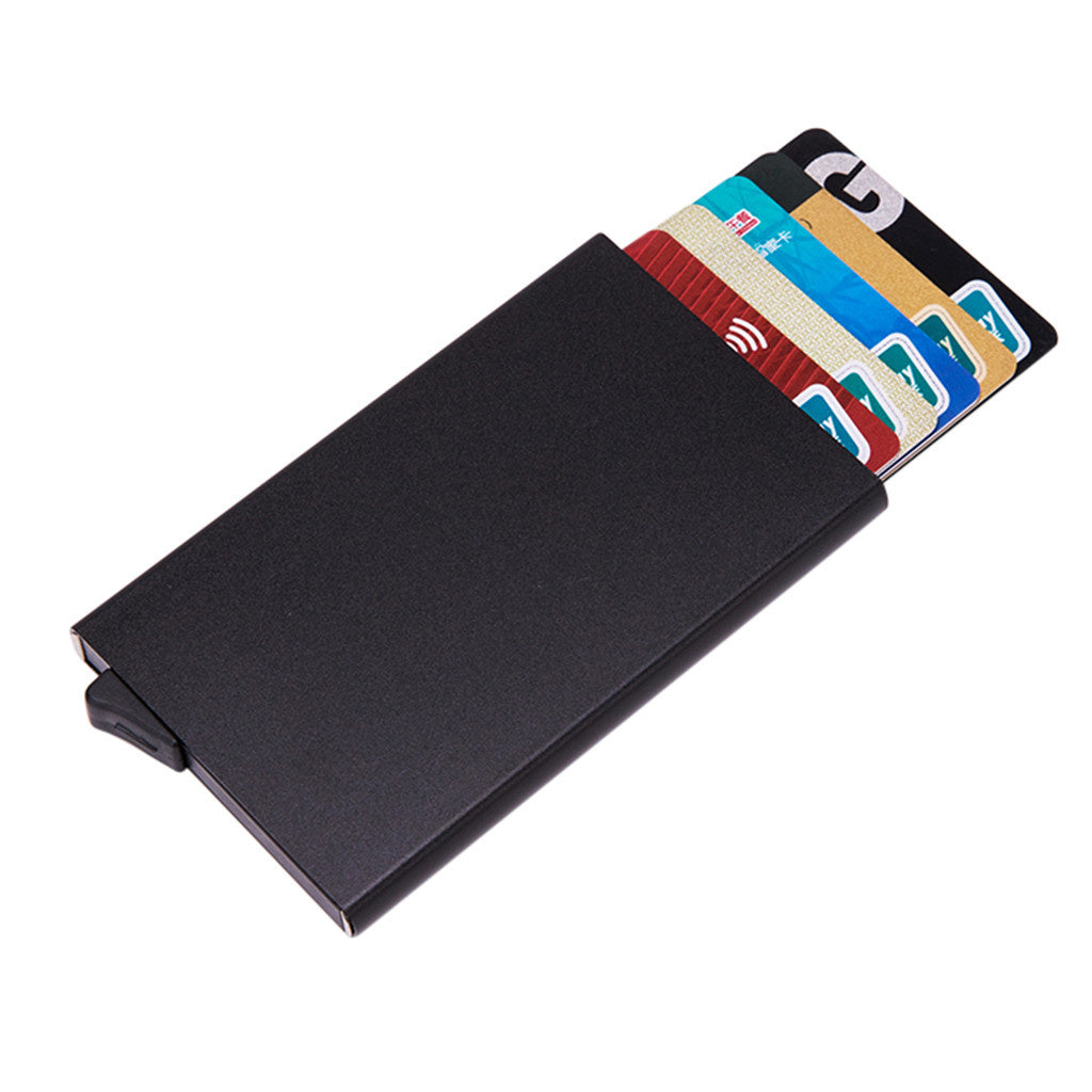 High-Class Aluminum Multi-Card Holder Solid Color Automatic Pop-up Anti-Theft Bank Card Box