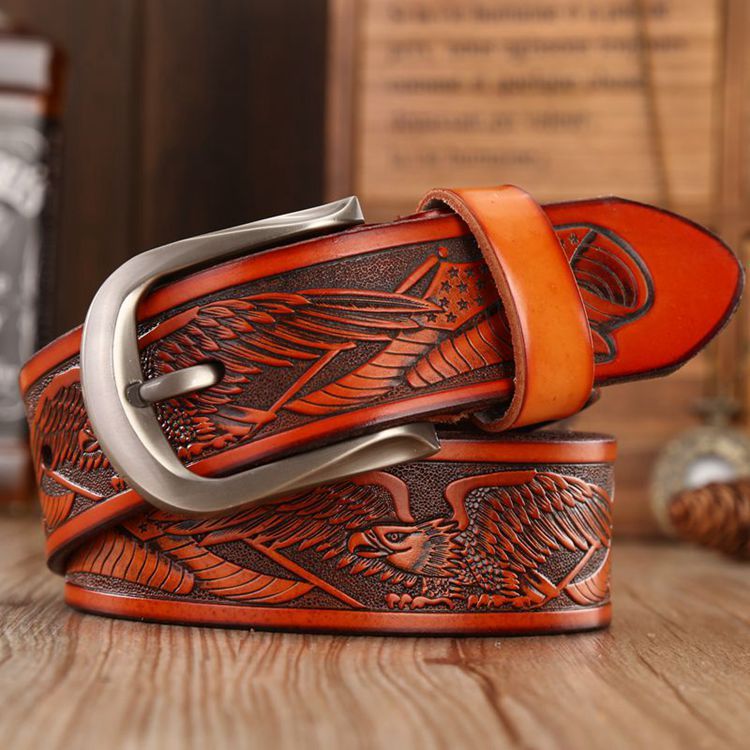 Men's Eagle Head Pin Buckle Belt - Soaring Majesty