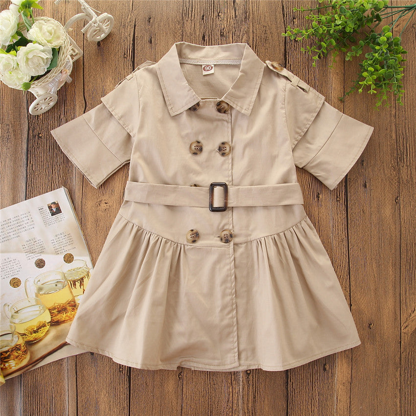 Vêtements d'été pour enfants Beige Style coréen chemise pour enfants robe pour filles robe pour enfants moyenne et grande chemise pour enfants