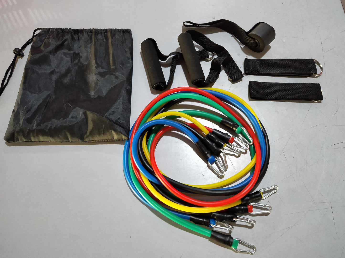 Professional Fitness Rally Elastic Rope - TPE Resistance Band System (5 Bands, 10-30 lbs, 11-Piece Complete Set)