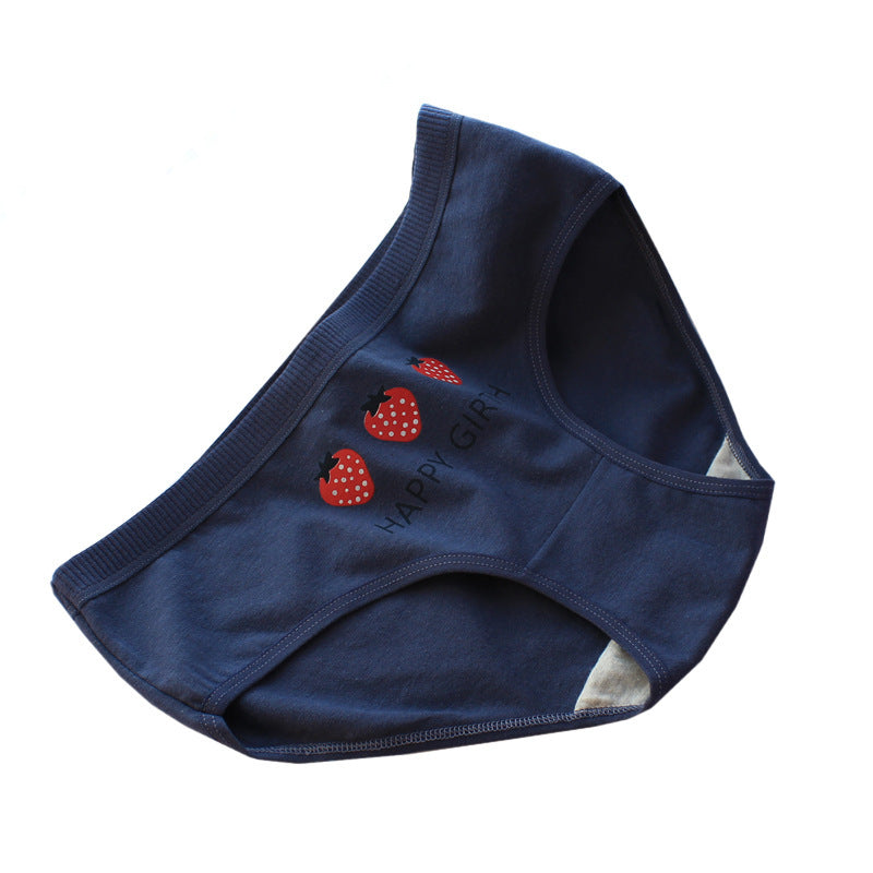 Japanese Style Purplish Blue Strawberry Underwear 5 Pack Women