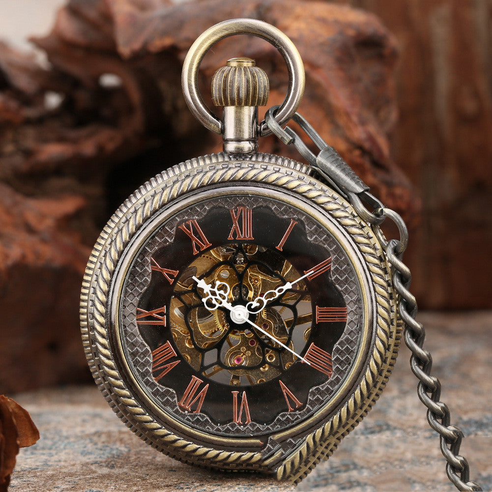 Classic Vintage Floral Case Pocket Watch Cover Manual Mechanical Pocket Watch - Elegant Sophisticated Fine Watchmaking Unique Style