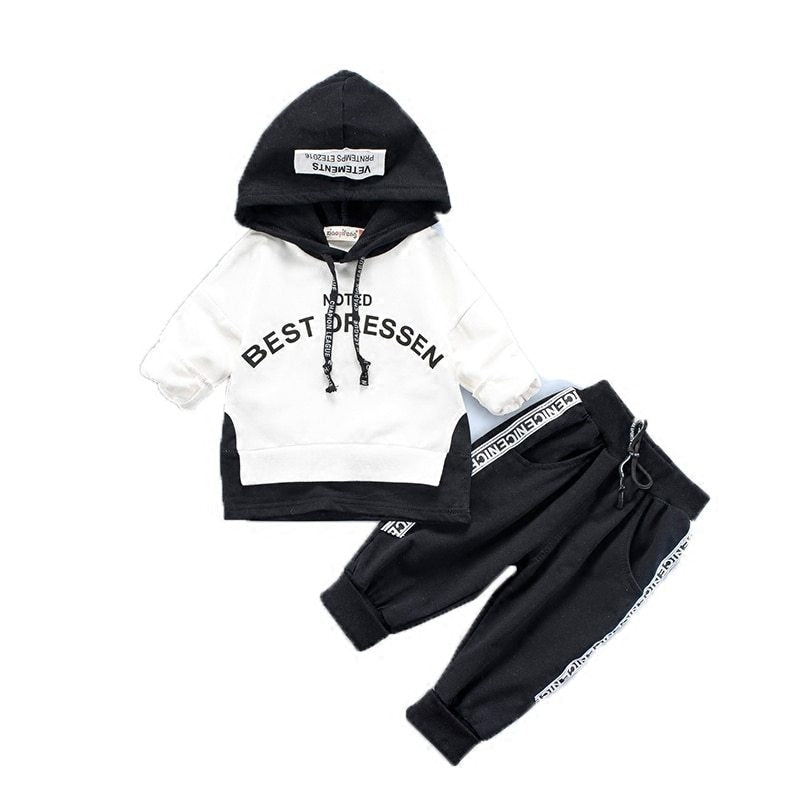 Boys' Suit Letter Print Hood