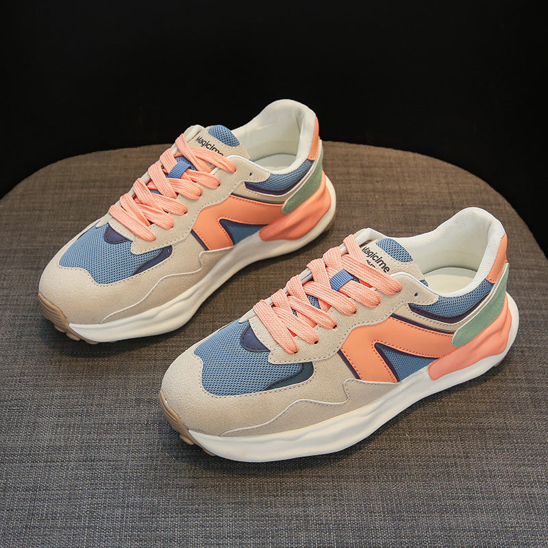 Women's Korean Style Breathable White Platform Sneakers - Autumn