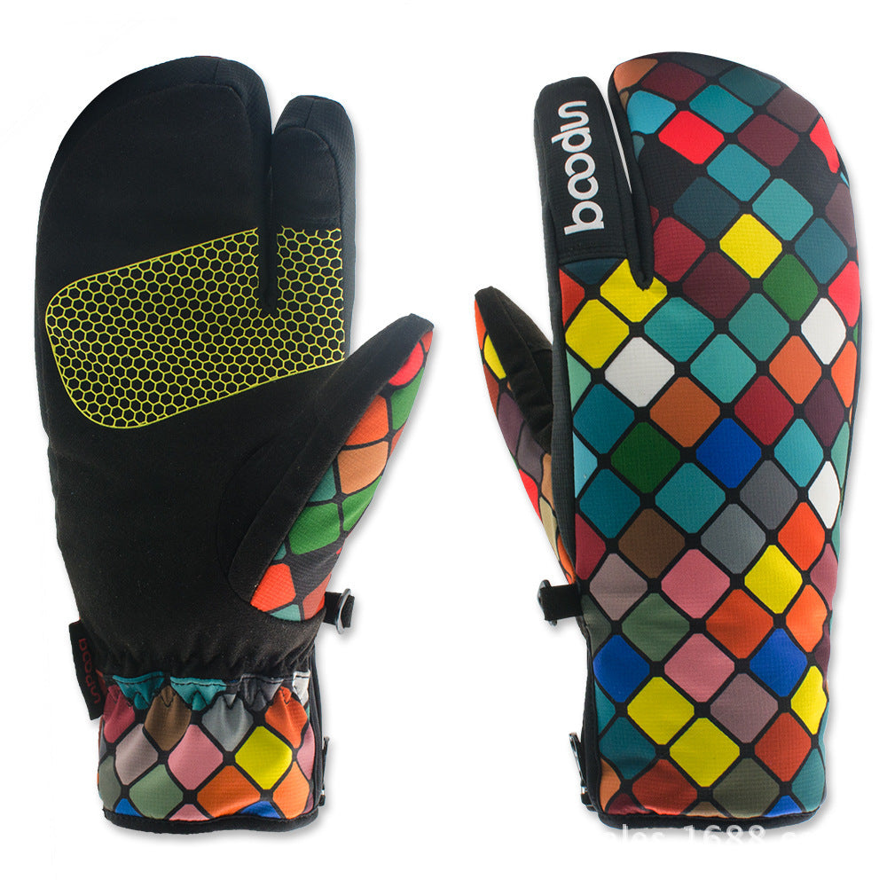 Gants de ski d'extérieur, gants chauds à trois doigts