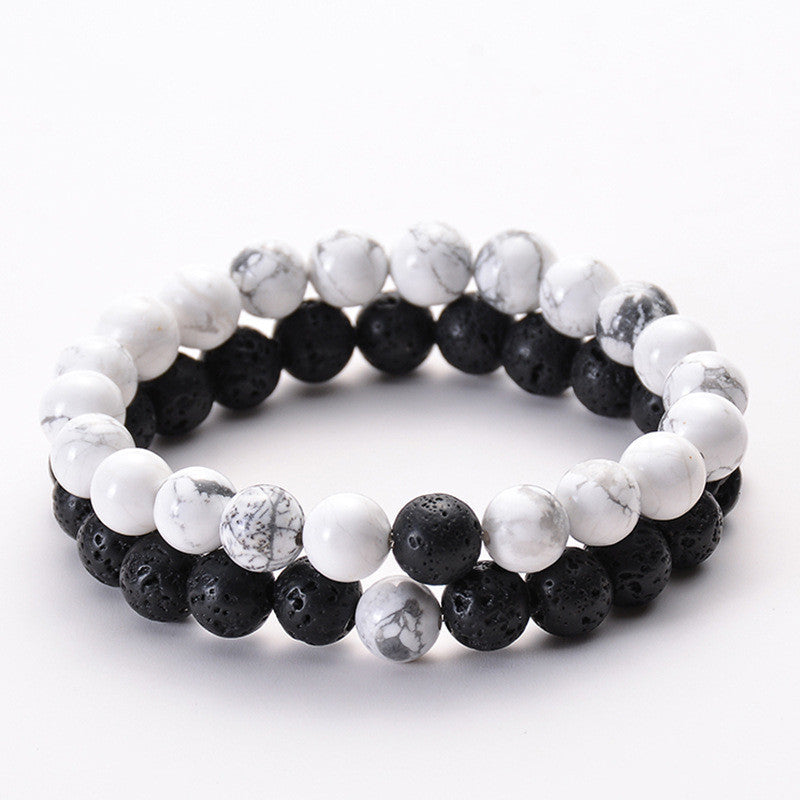 Mattsvart matt sten malakit par armband armband