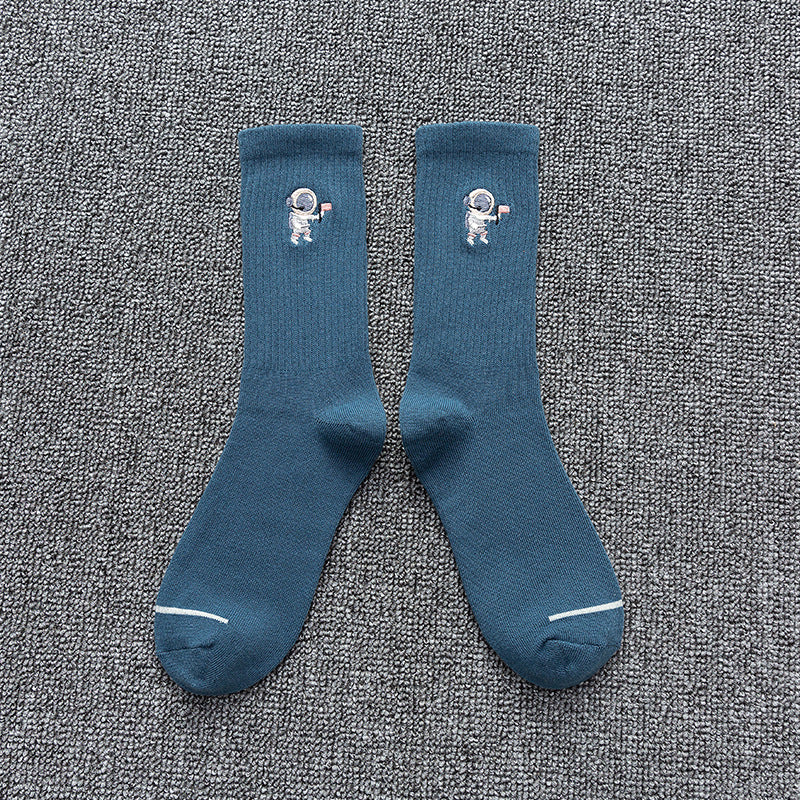 Chaussettes en coton brodées chaussettes astronautes chaussettes de sport