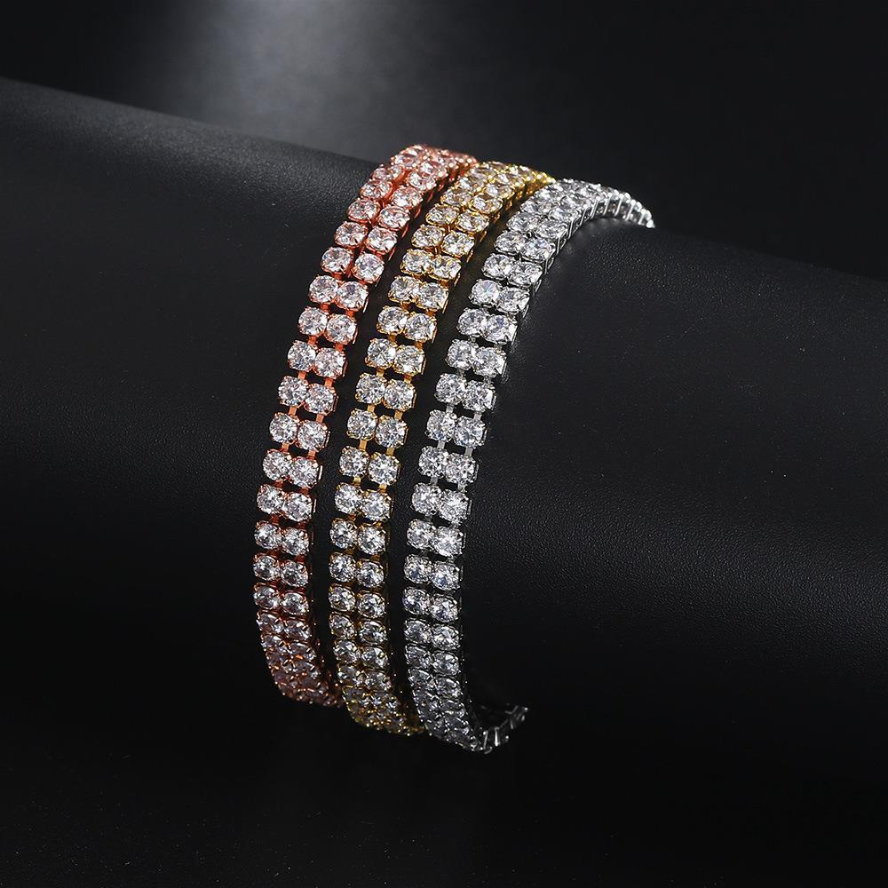Mode Dubbelrad Zirkonarmband För Damer Strassarmband