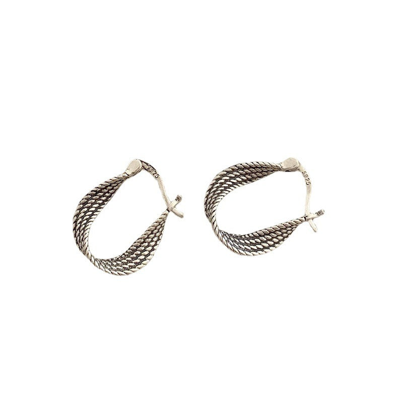Twist Ear Clip S925 Sterling Silver Retro Twisted Ear drop örhänge