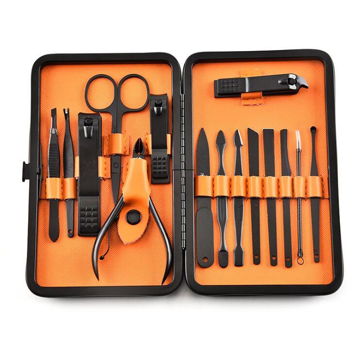 Black Stainless Steel Manicure Set - 15-Piece Professional Tool Kit | High-End Household