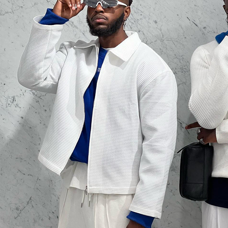 Veste de couleur unie pour hommes, pantalon décontracté, ensemble deux pièces