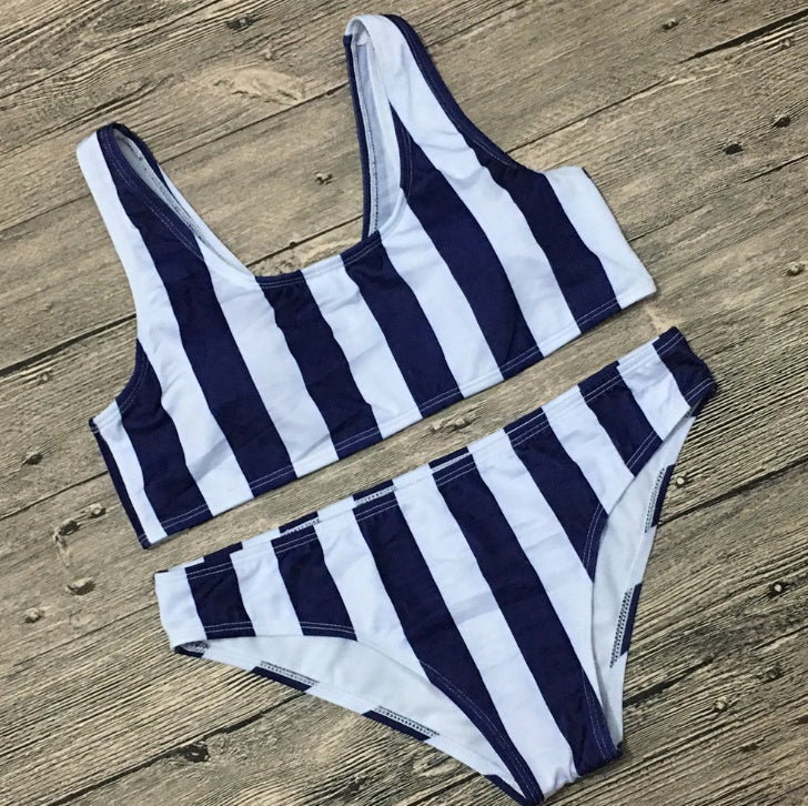 Sexig randig delad bikini i Europa och Amerika