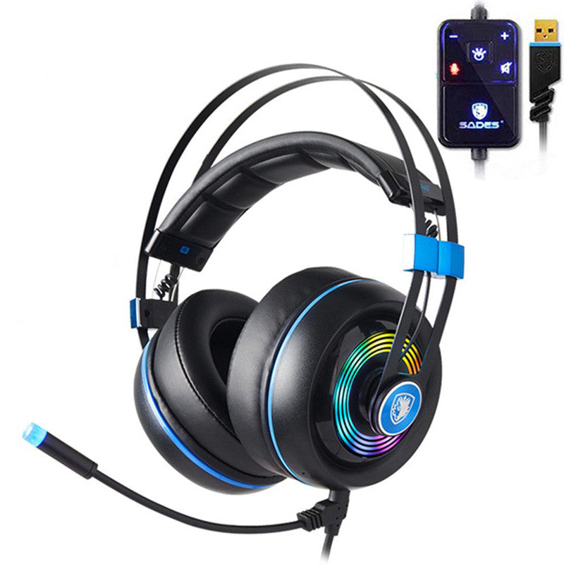 Trådstyrt headset med färgglatt surroundljud