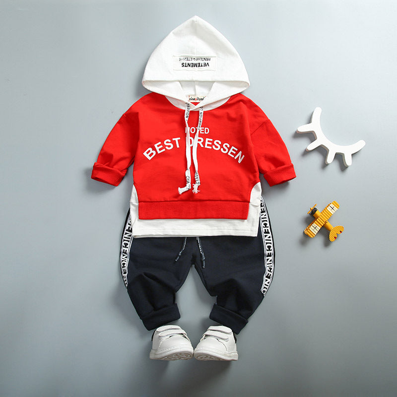 Boys' Suit Letter Print Hood