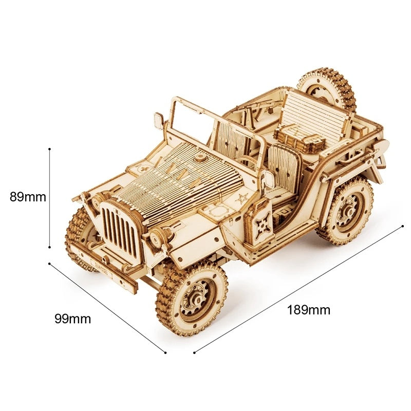 Robotime ROKR Army Jeep Car 3D Wood Puzzle Model Toys Build Kits for Kids Children Birthday Christmas Gifts MC701