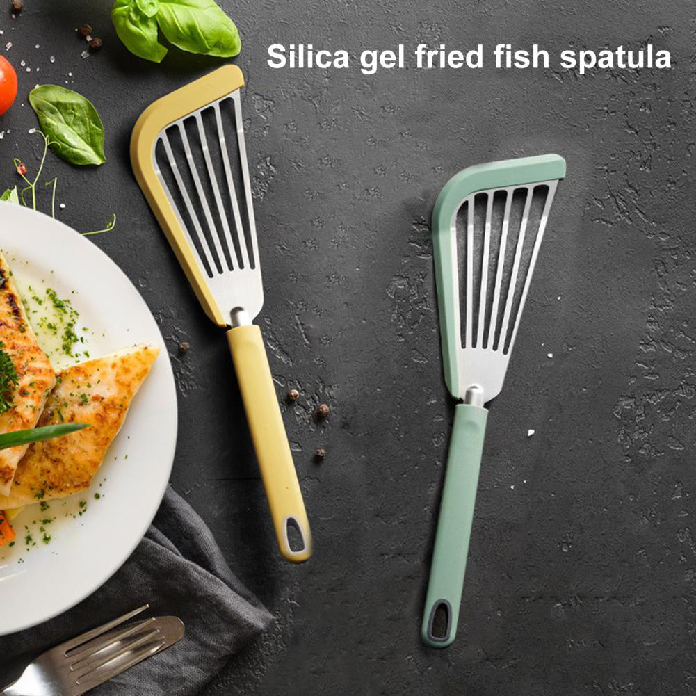 Nonstick fiskspatel, tunna spårspadar Turner silikonfiskspatel för nonstick kokkärl, högvärmebeständiga BPA-fria köksredskap, idealisk för fisk, ägg, pannkakor