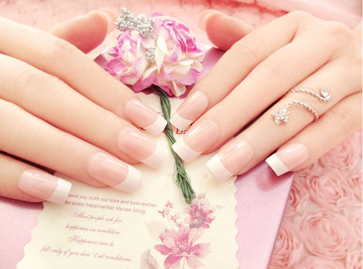 Professional French Long Nail Patches - Normal Specifications | Finished Nail Art Effect